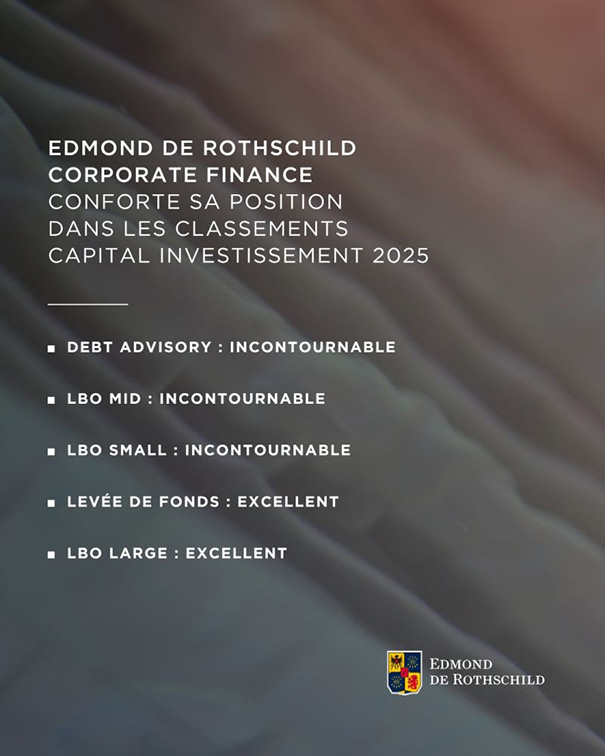 Edmond de Rothschild Corporate Finance conforte sa position avec 5 distinctions